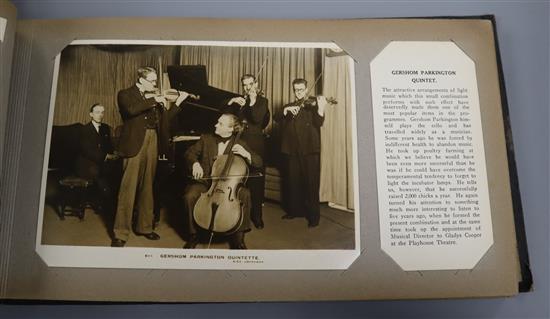 A BBC broadcast album containing monochrome portrait cards